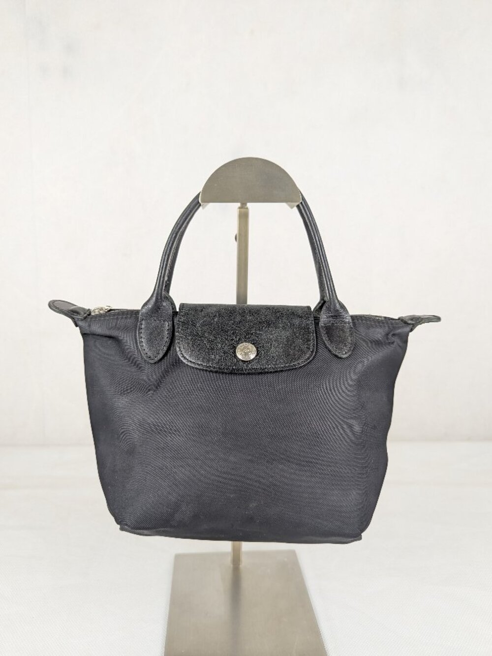 Longchamp Le Pliage Nylon Leather Tote Bag Black – Pre-Owned– AUTH –Ships Today